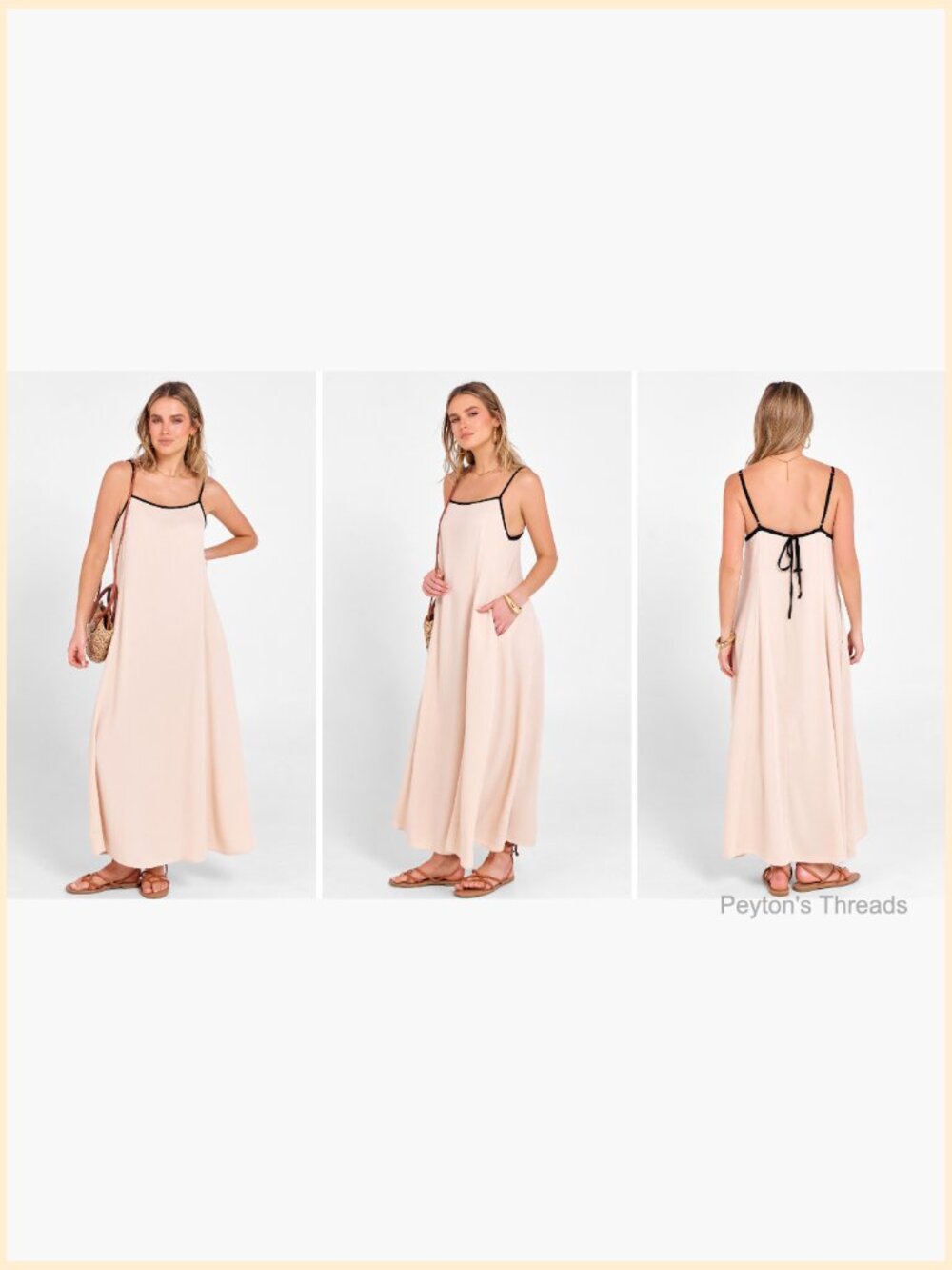 Spaghetti Strap Maxi Dress with Pockets Flowy Summer Sundress - Picture 7 of 7